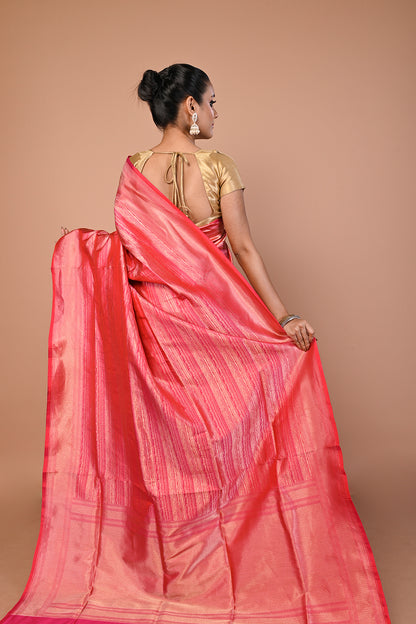 Banarasi Silk Brocade Pink Saree
