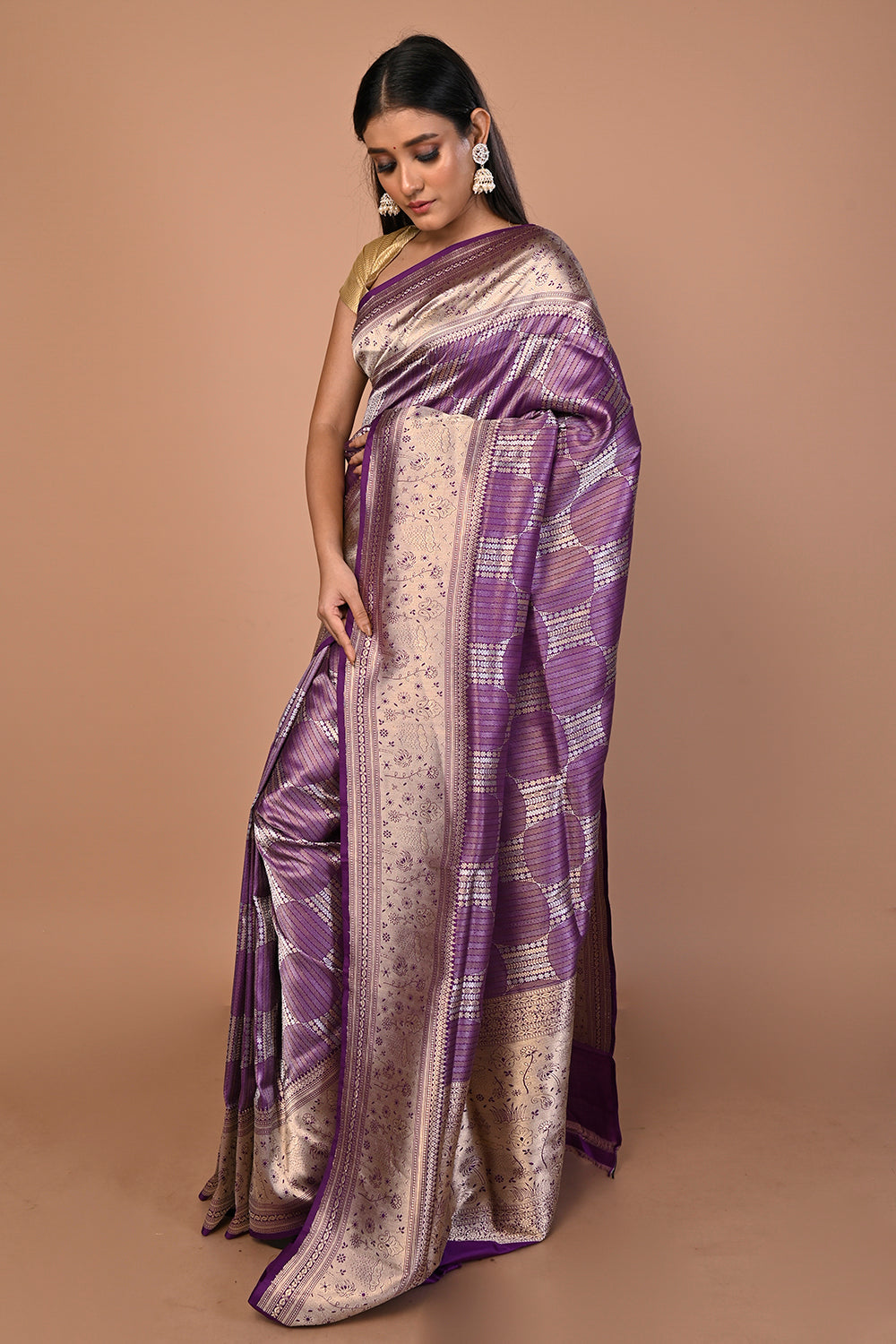 Banarasi Silk Brocade Purple Saree