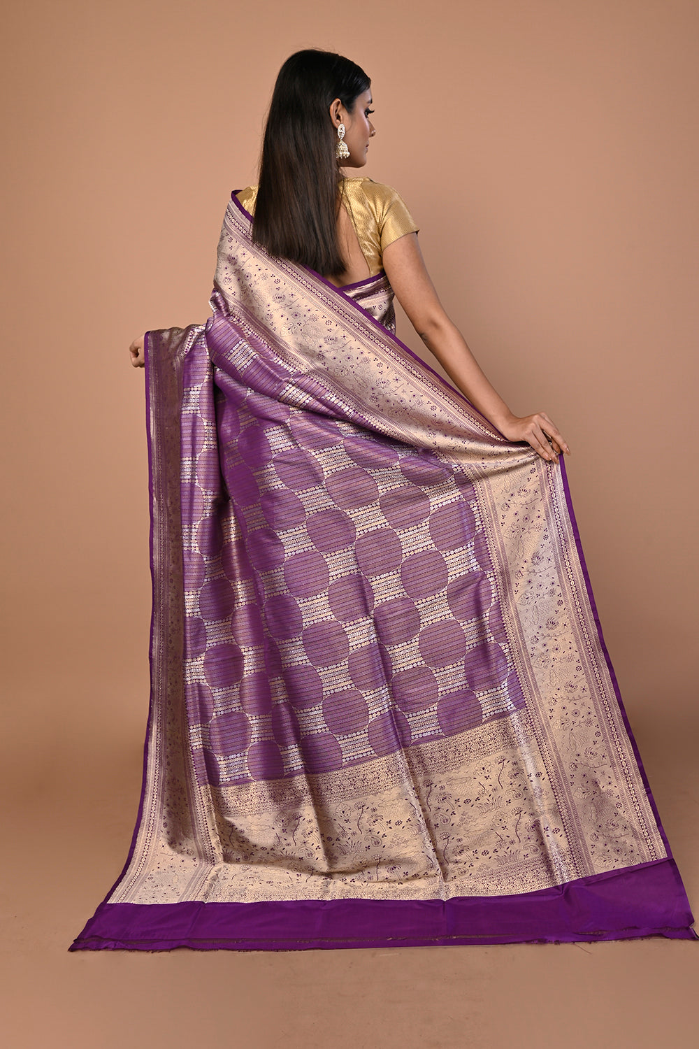 Banarasi Silk Brocade Purple Saree