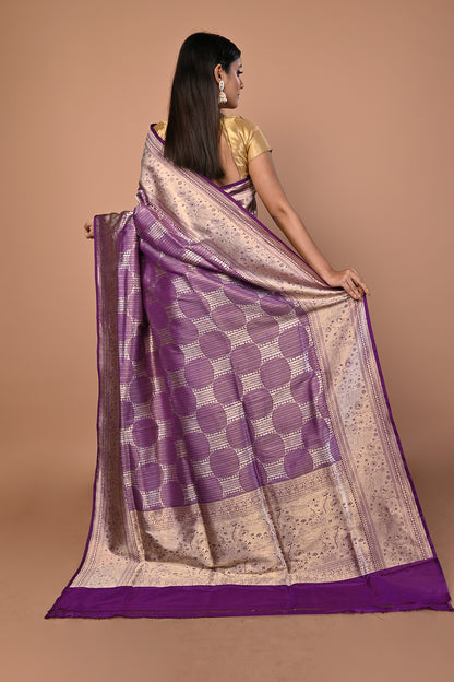 Banarasi Silk Brocade Purple Saree