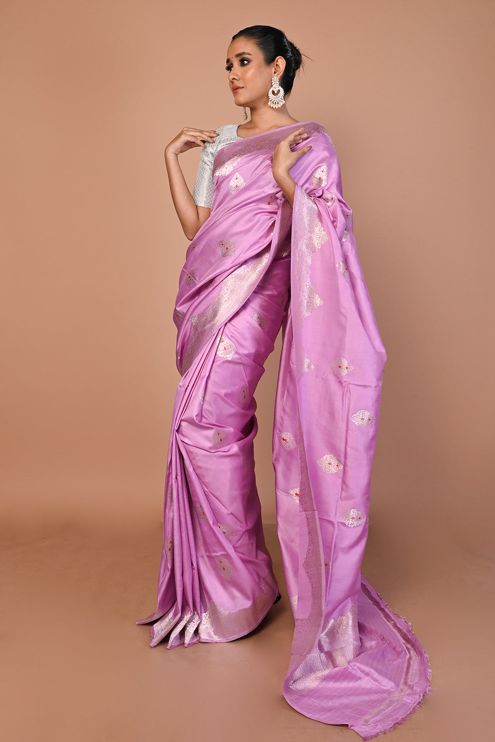 Banarasi Silk Butta Lavender Saree