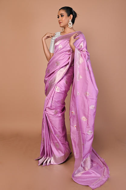 Banarasi Silk Butta Lavender Saree