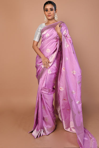 Banarasi Silk Butta Lavender Saree