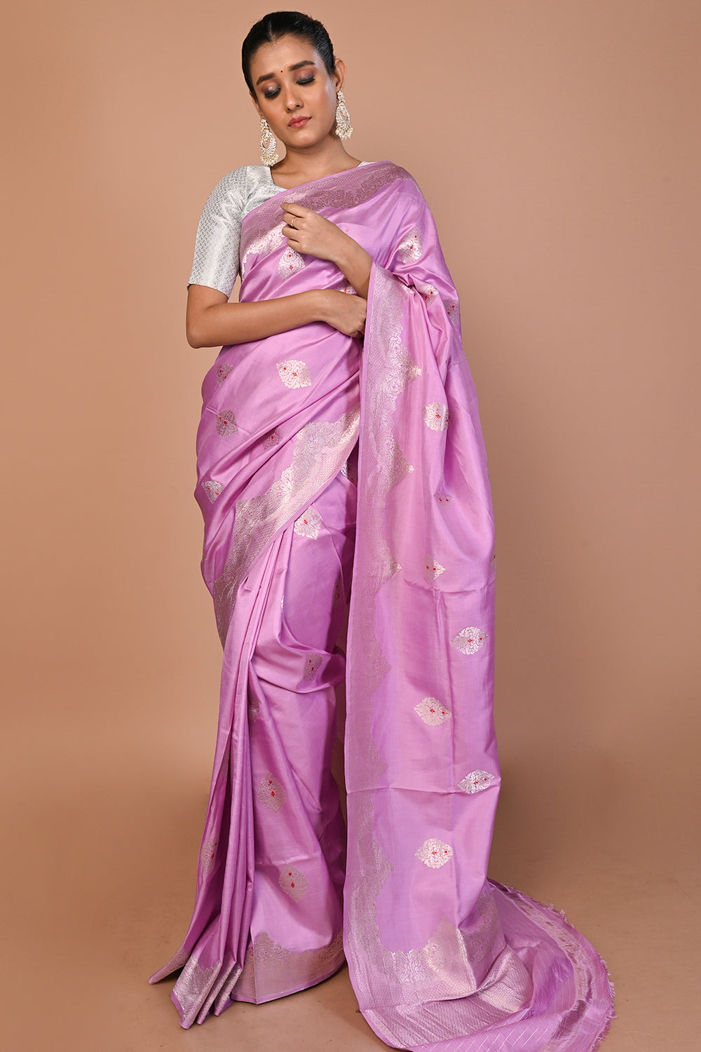 Banarasi Silk Butta Lavender Saree