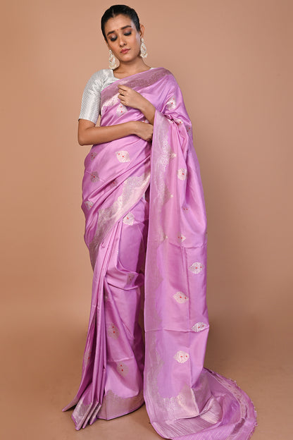 Banarasi Silk Butta Lavender Saree