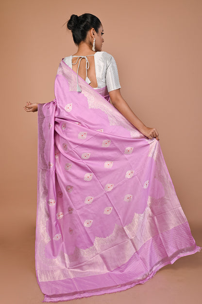Banarasi Silk Butta Lavender Saree
