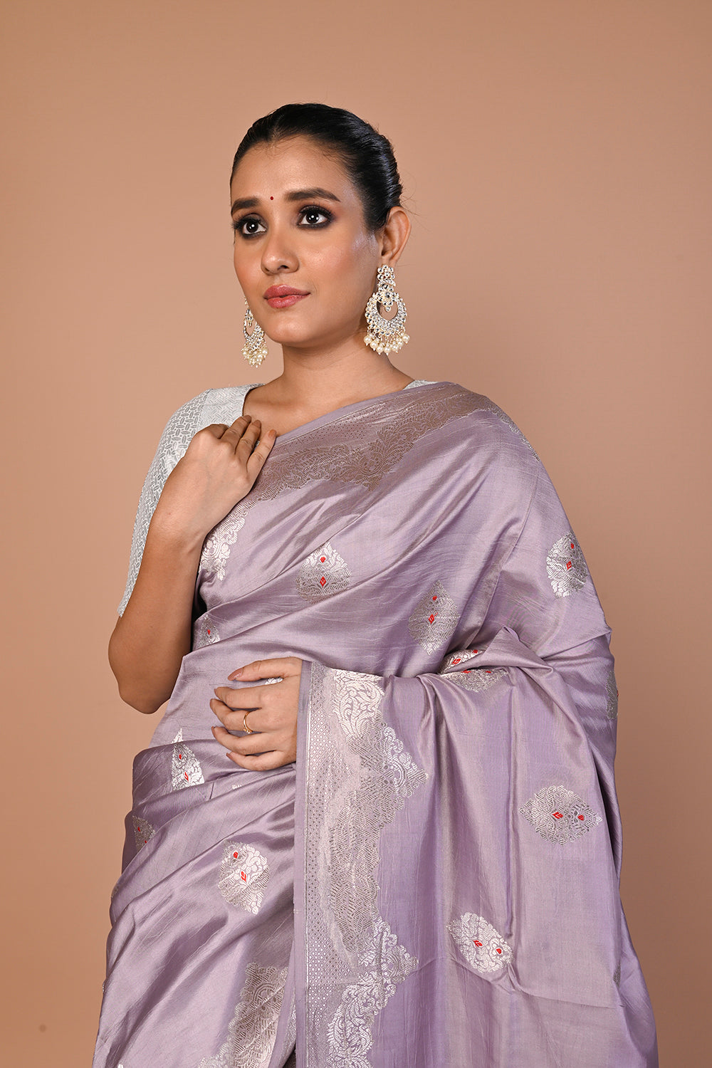 Banarasi Silk Butta Lilac Saree