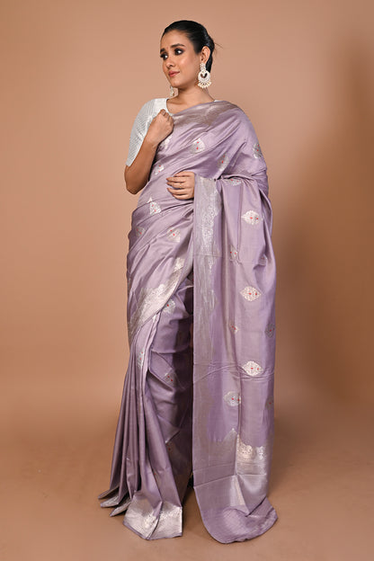 Banarasi Silk Butta Lilac Saree