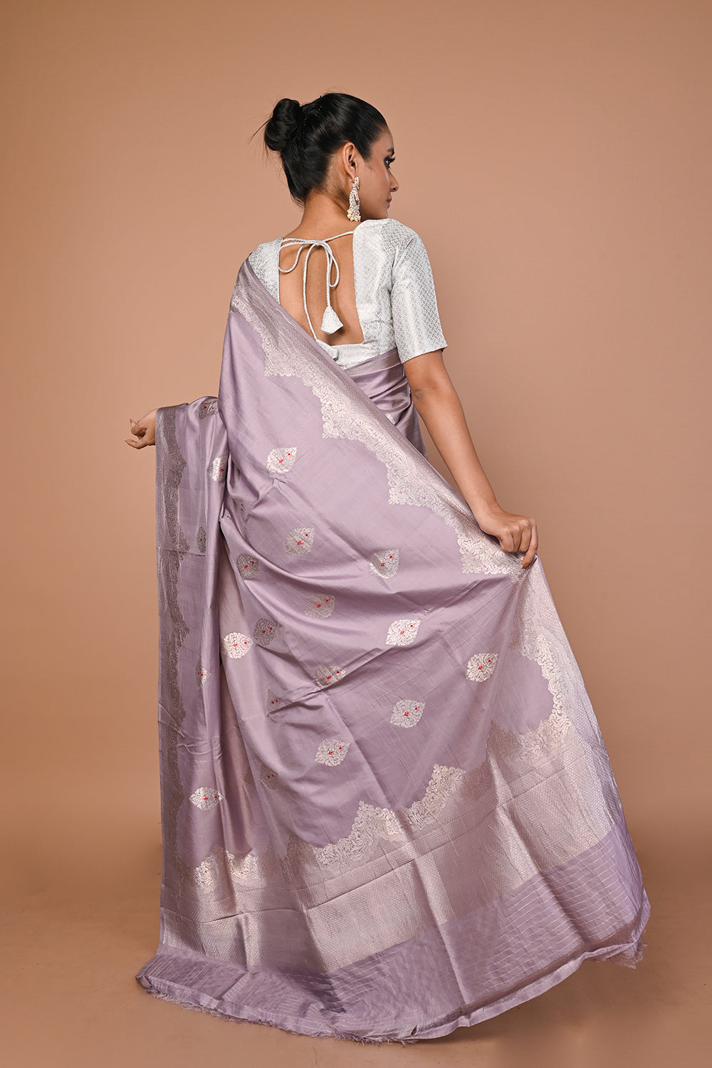 Banarasi Silk Butta Lilac Saree