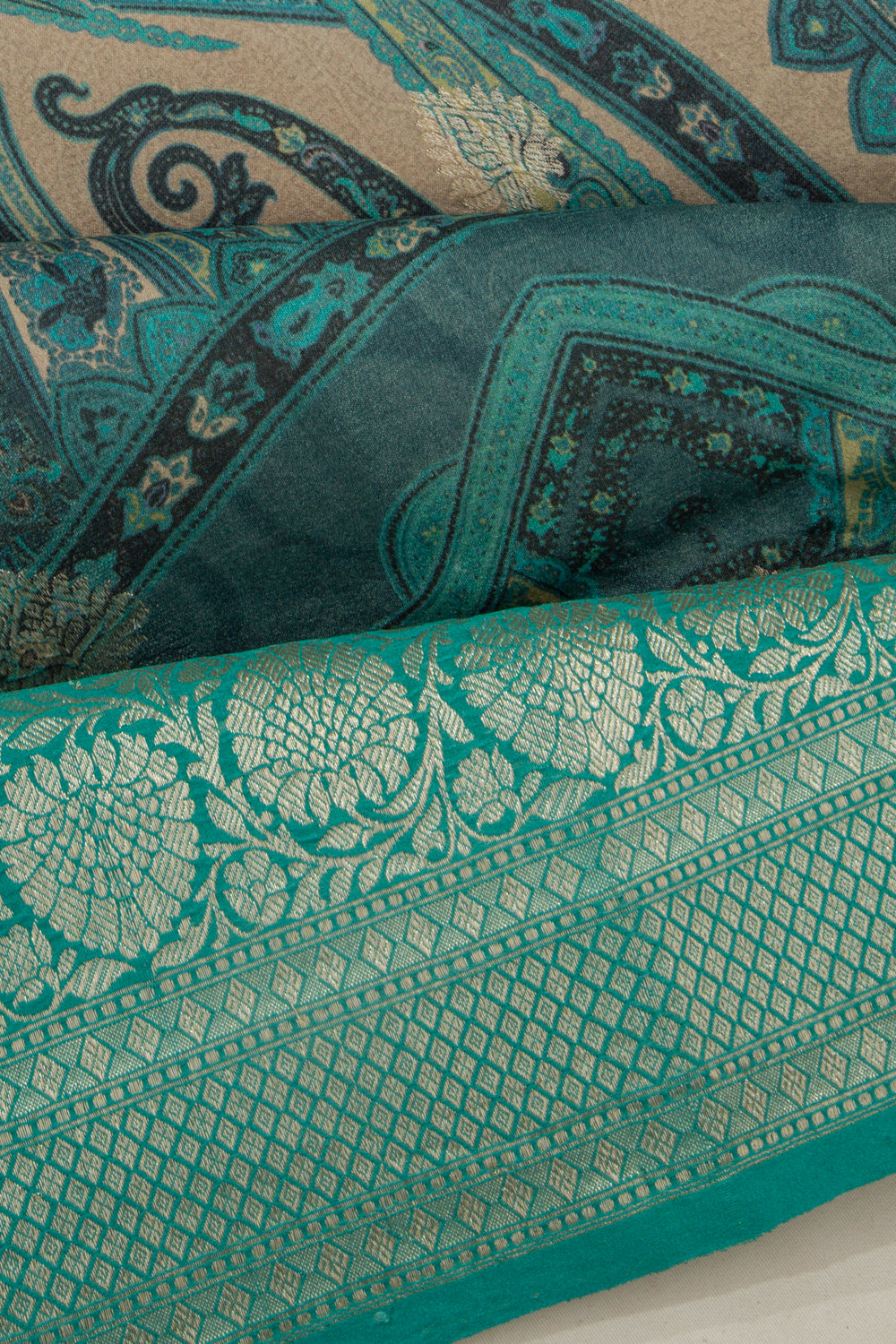 Tussar Printed And Butta Blue Saree