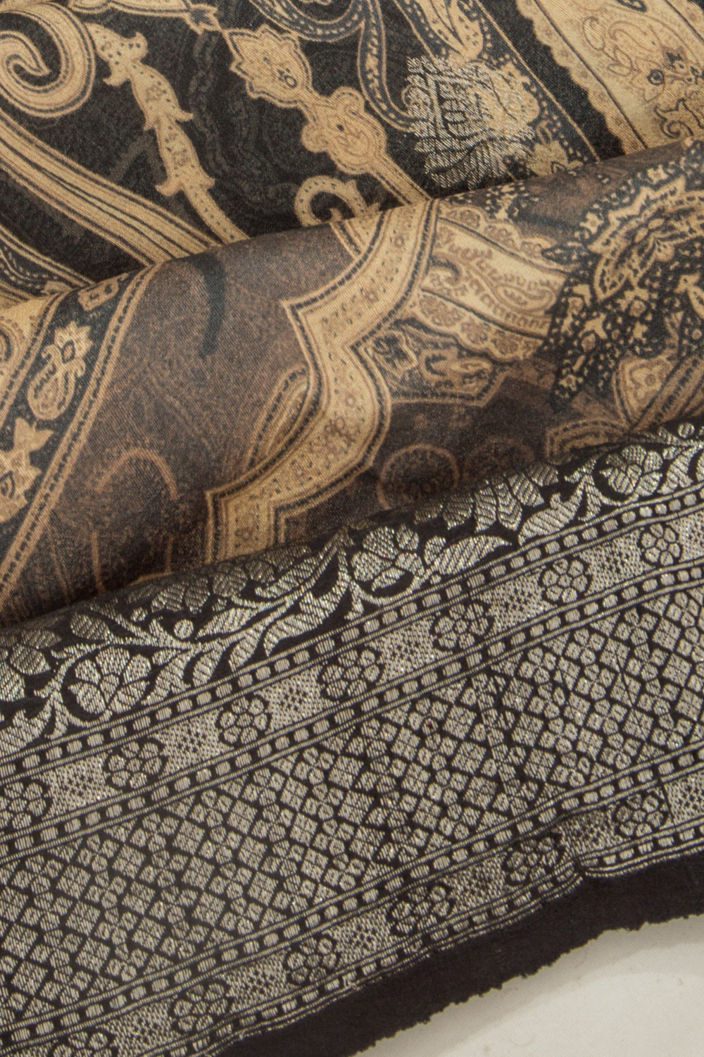 Tussar Printed And Butta Black Saree