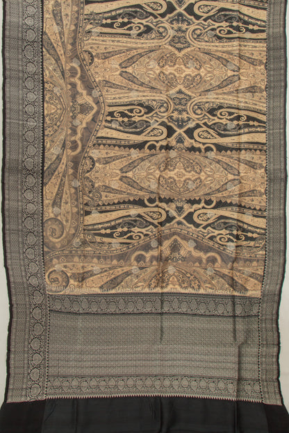 Tussar Printed And Butta Black Saree