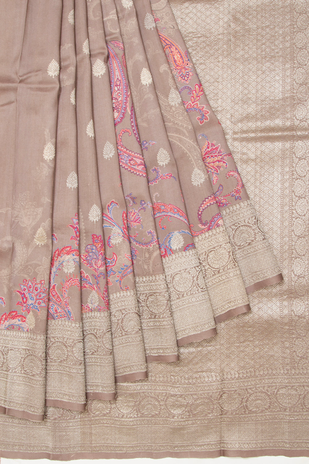 Tussar Printed Cream Saree
