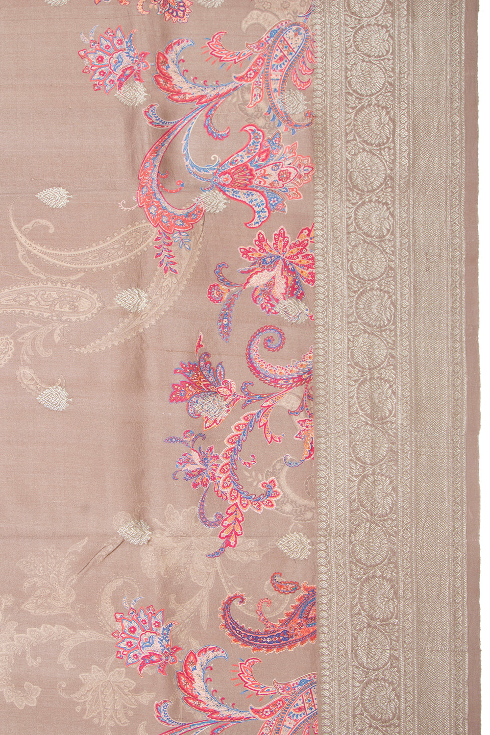 Tussar Printed Cream Saree