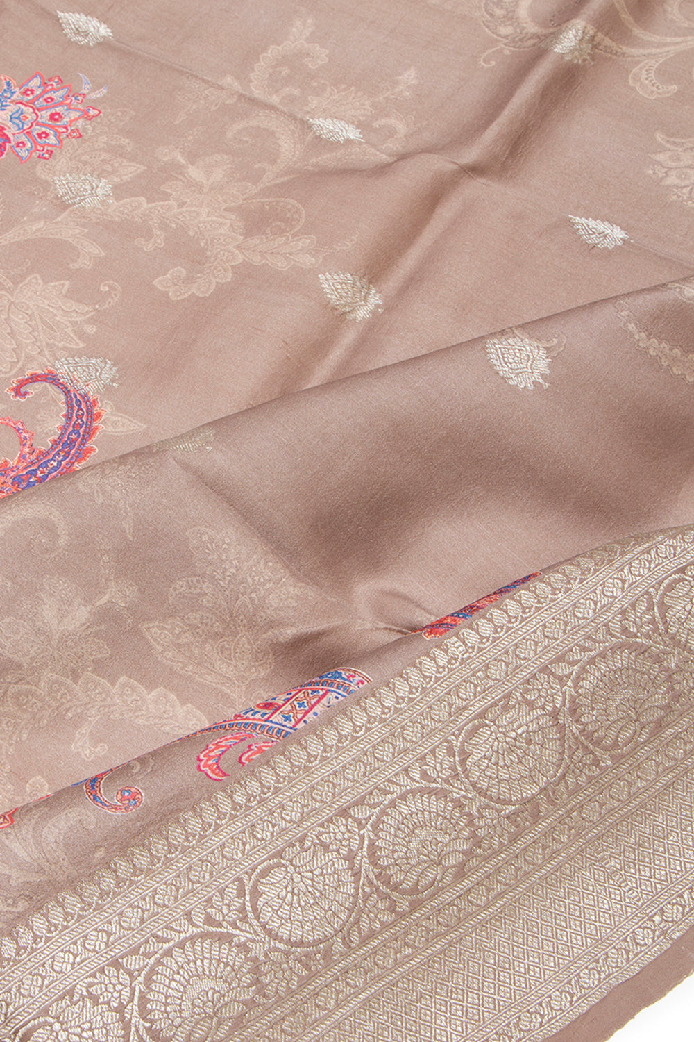Tussar Printed Cream Saree