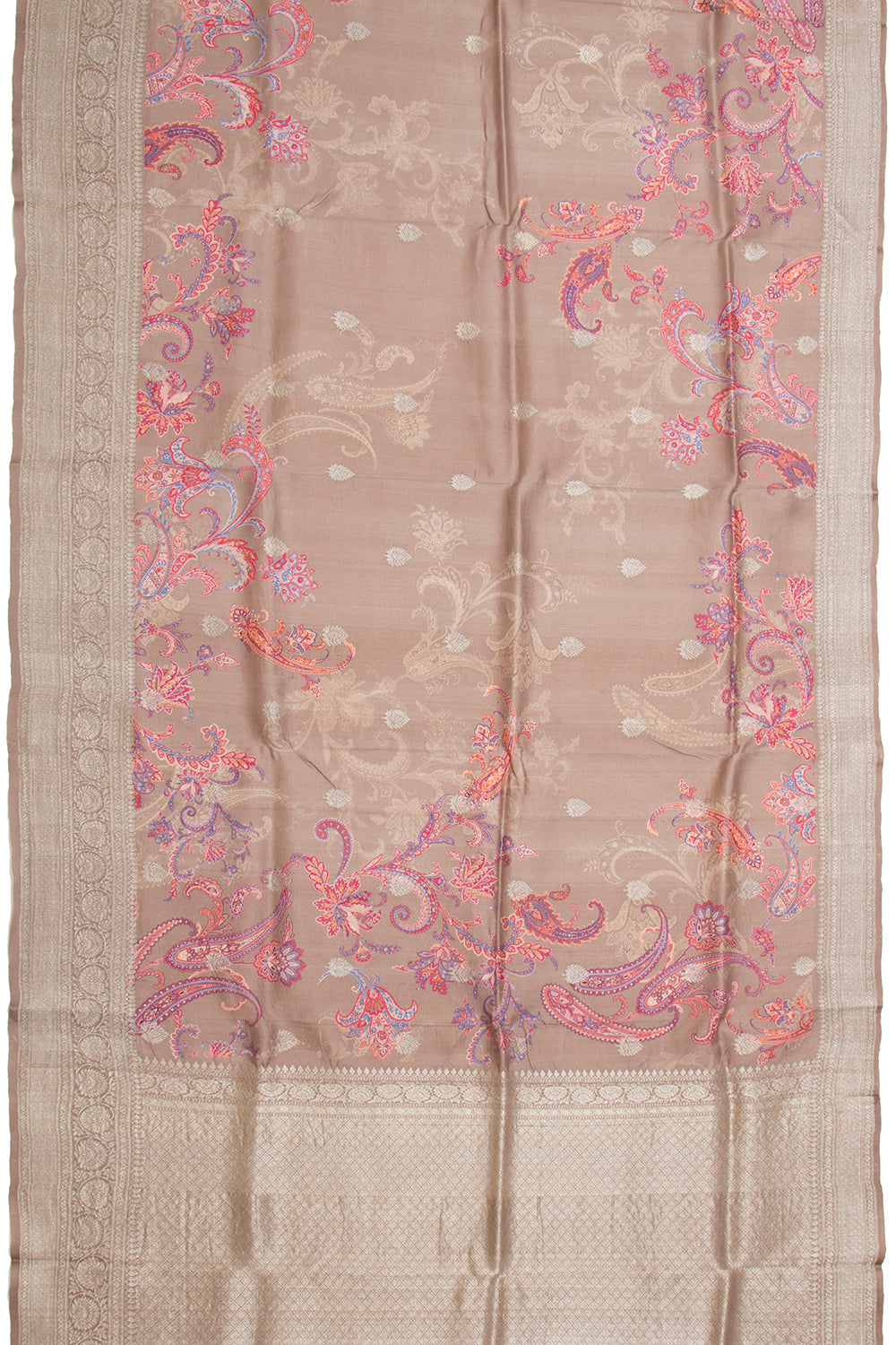 Tussar Printed Cream Saree
