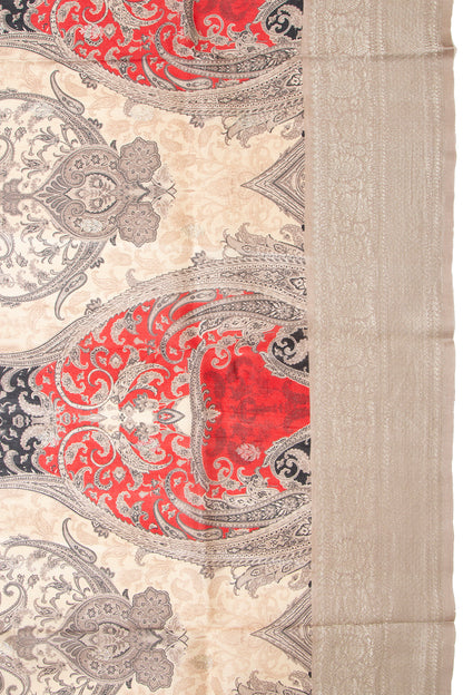 Tussar Printed Beige Saree