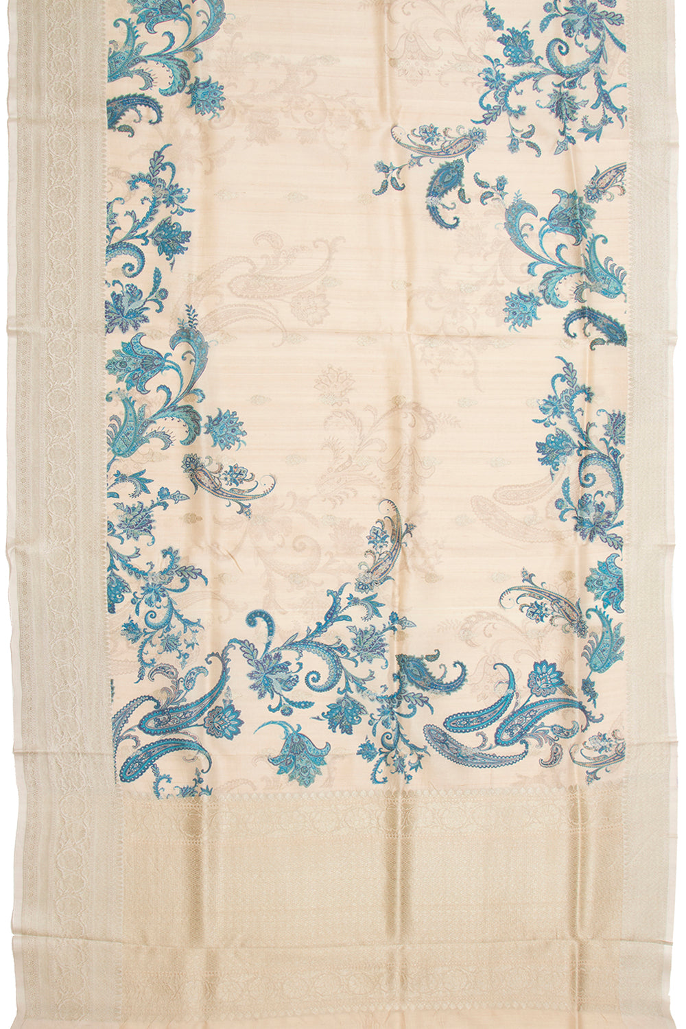 Tussar Printed Cream Saree