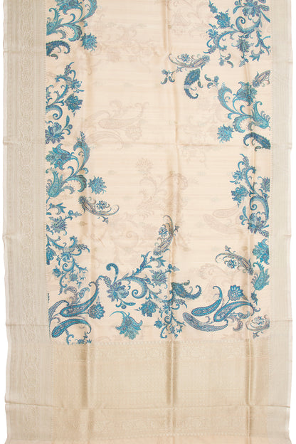 Tussar Printed Cream Saree