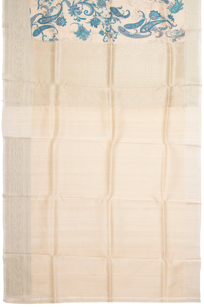 Tussar Printed Cream Saree