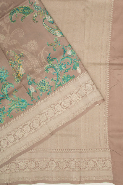 Tussar Floral Printed And Butta Snuff Saree
