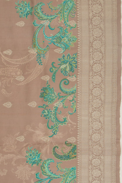 Tussar Floral Printed And Butta Snuff Saree