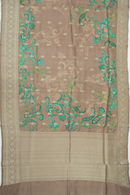 Tussar Floral Printed And Butta Snuff Saree