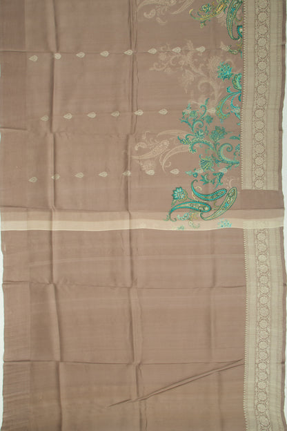 Tussar Floral Printed And Butta Snuff Saree