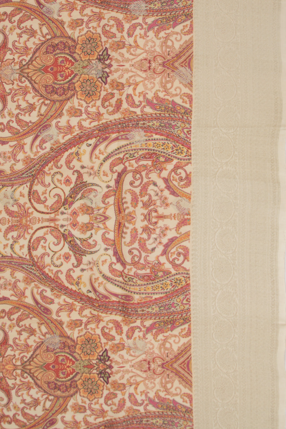 Tussar Floral Printed Cream Saree