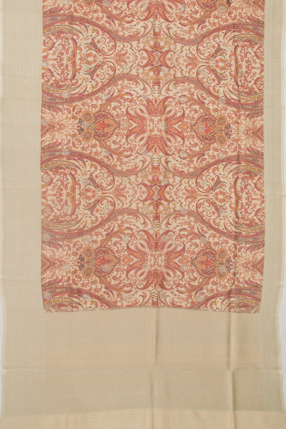 Tussar Floral Printed Cream Saree