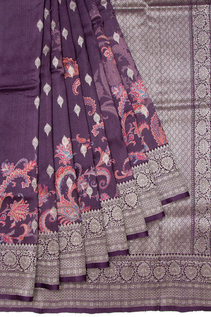 Tussar Printed Purple Saree