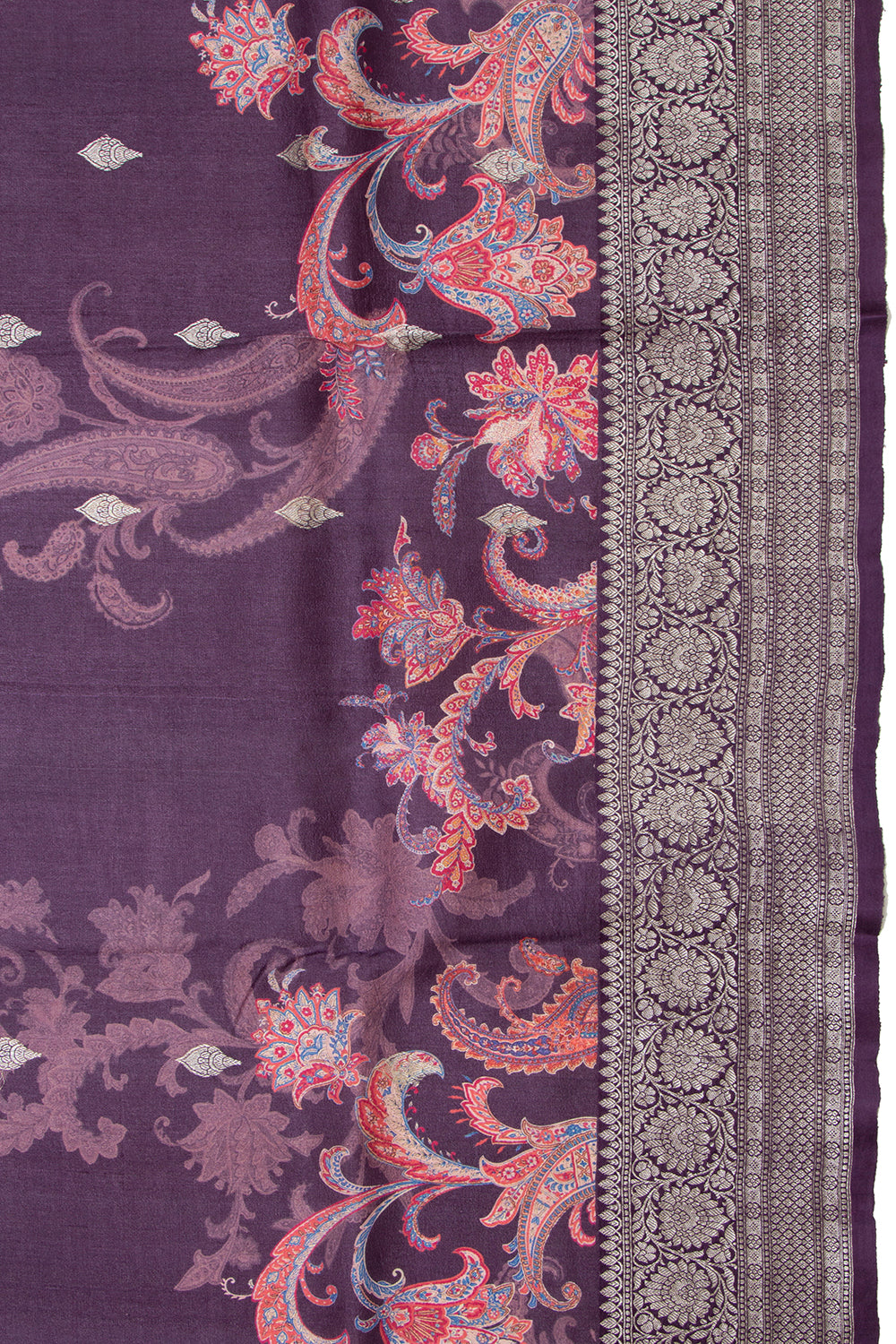 Tussar Printed Purple Saree
