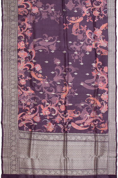 Tussar Printed Purple Saree
