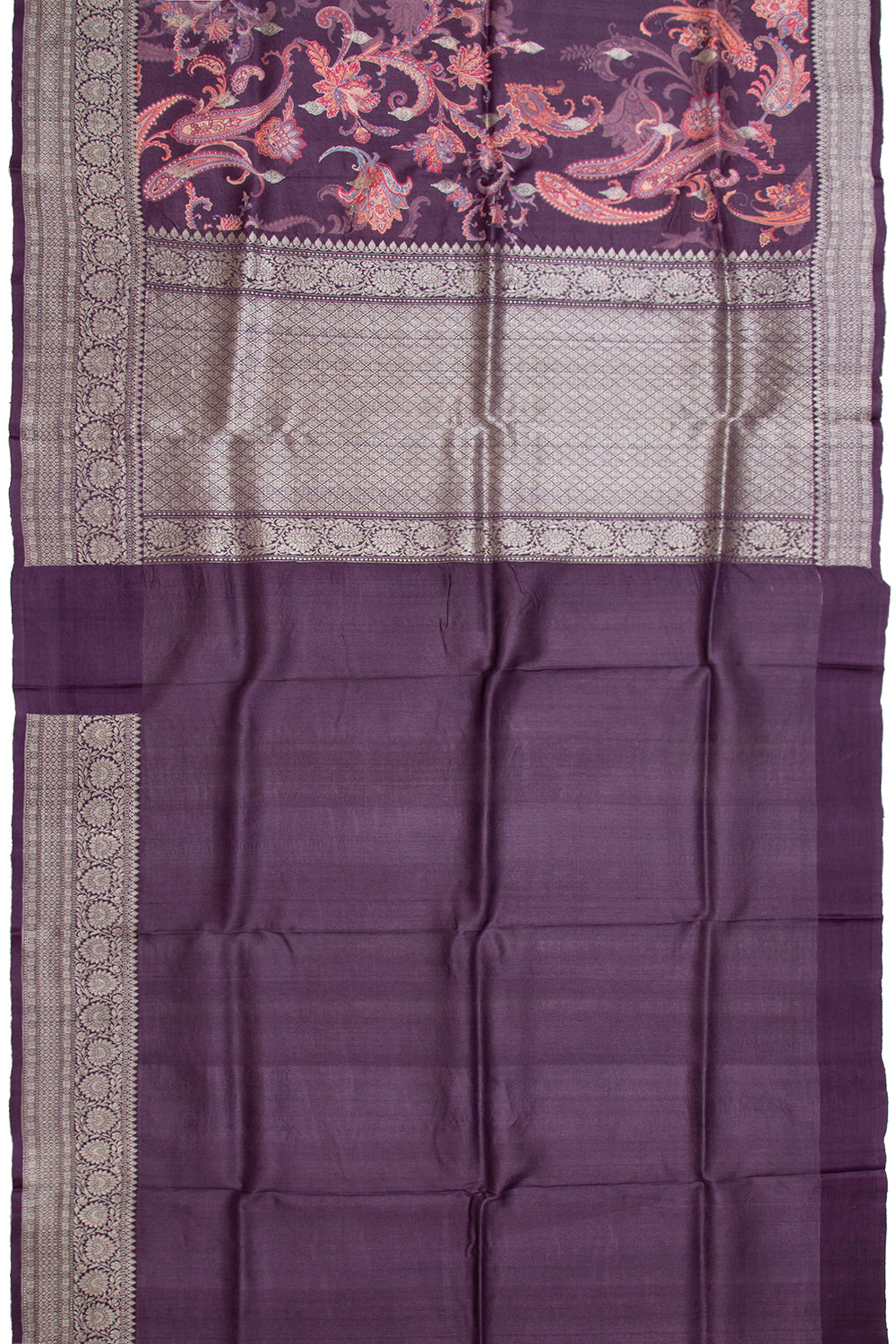 Tussar Printed Purple Saree
