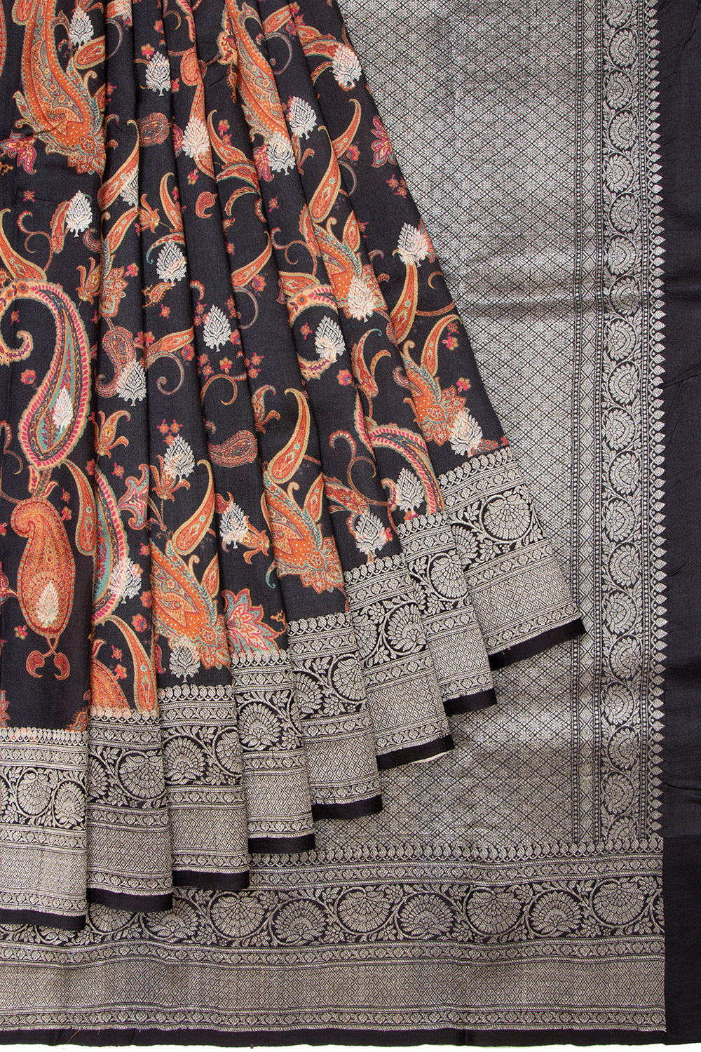 Tussar Printed Black Saree