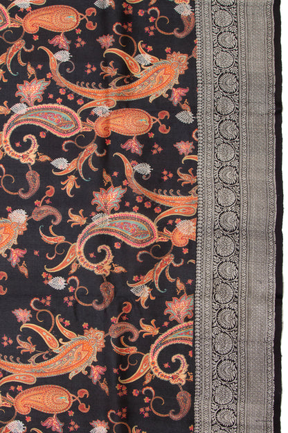 Tussar Printed Black Saree