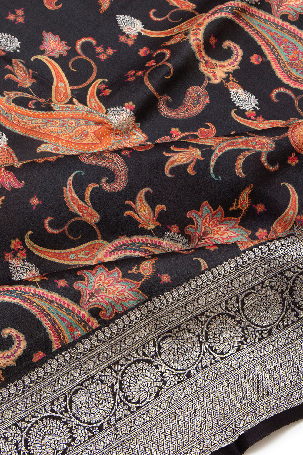 Tussar Printed Black Saree