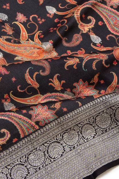 Tussar Printed Black Saree