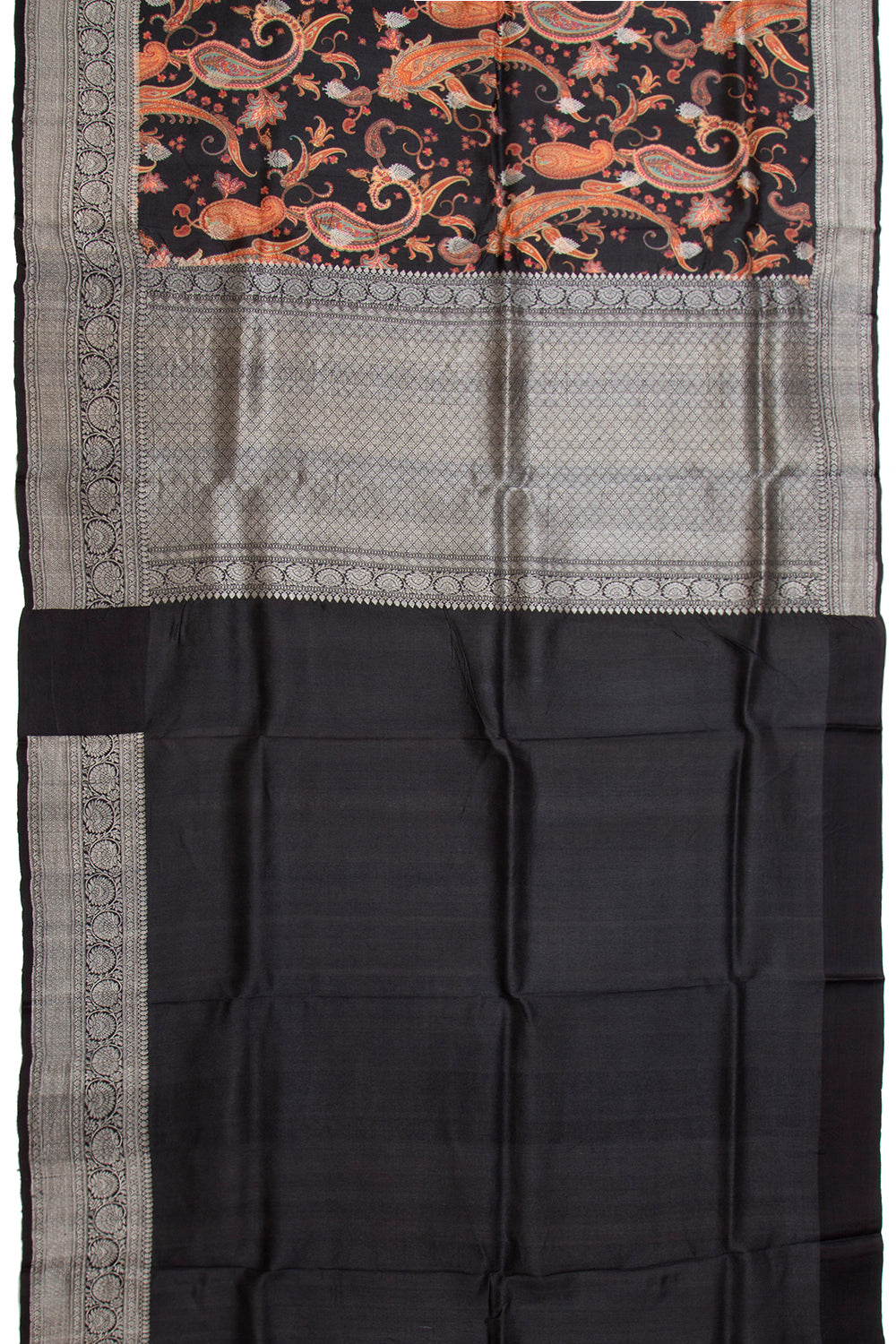 Tussar Printed Black Saree