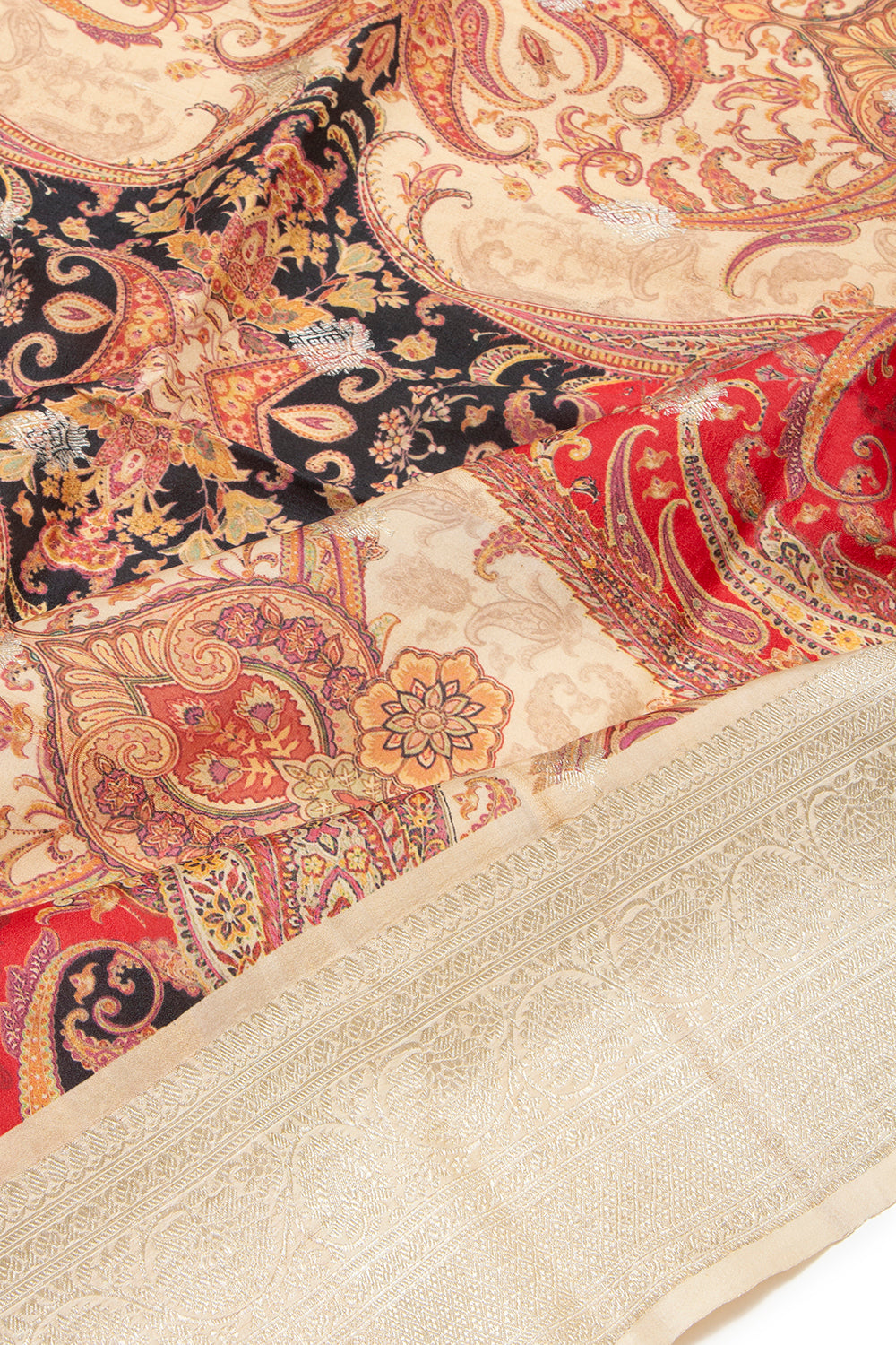 Tussar Printed Cream Saree
