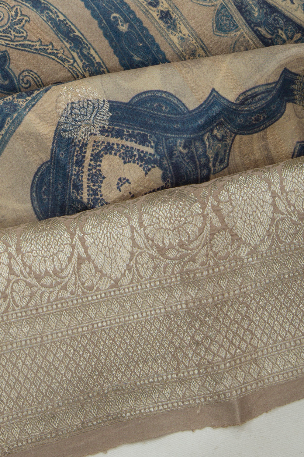Tussar Printed And Butta Grey Saree