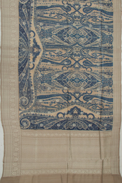 Tussar Printed And Butta Grey Saree