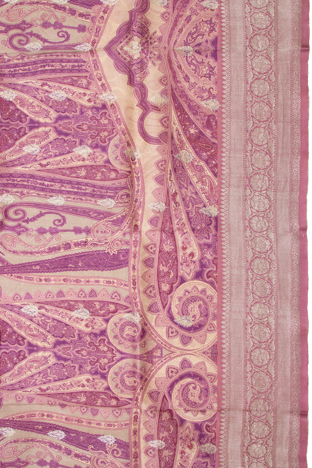 Tussar Printed Cream Saree