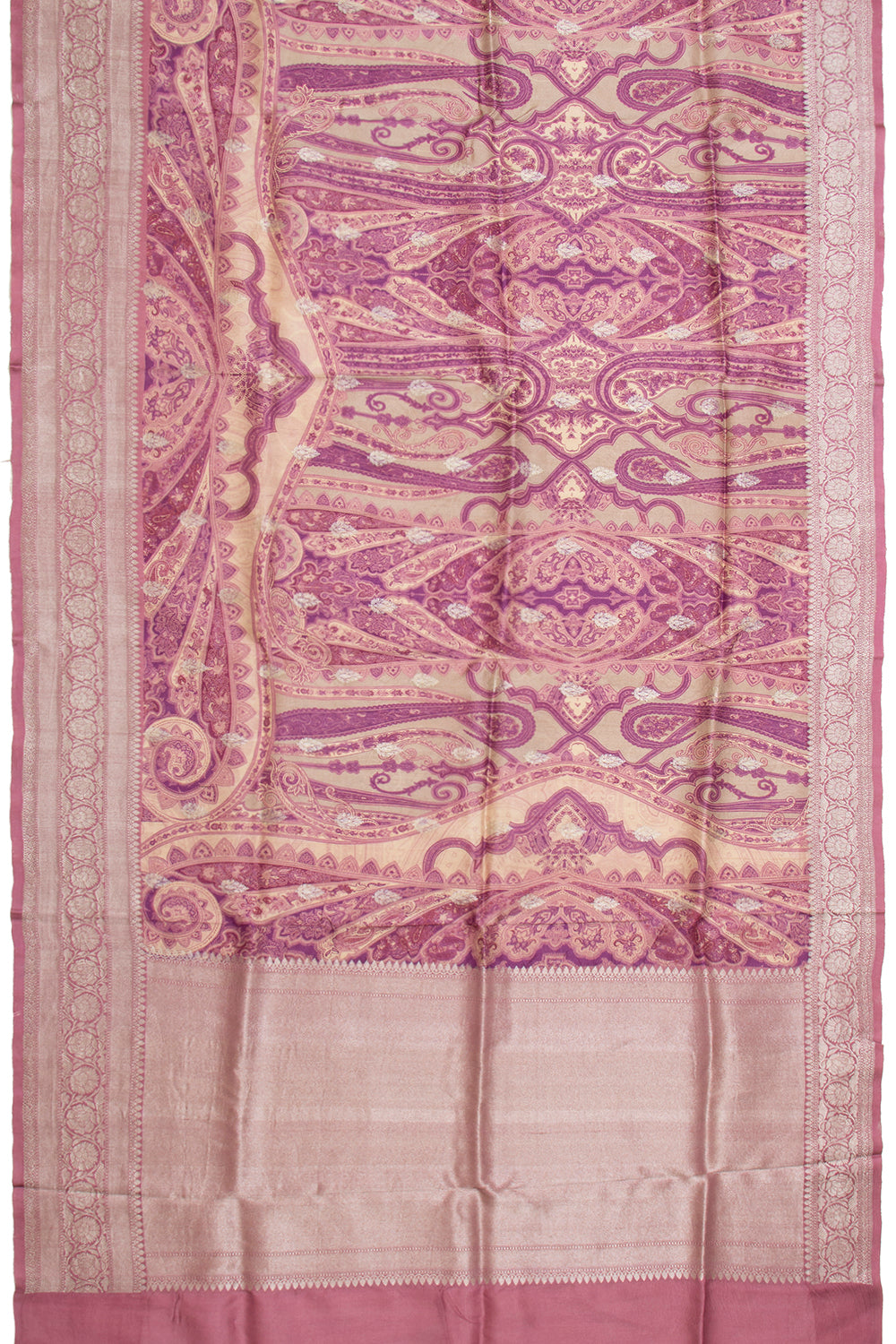 Tussar Printed Cream Saree