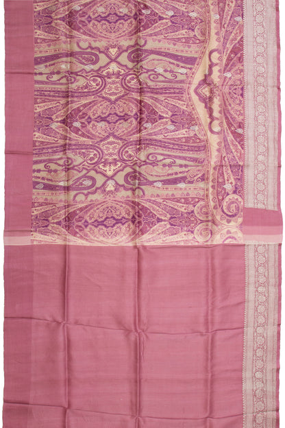 Tussar Printed Cream Saree