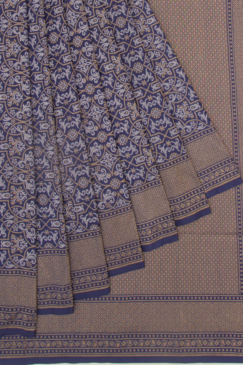 Banarasi Silk Brocade Dark Blue Saree