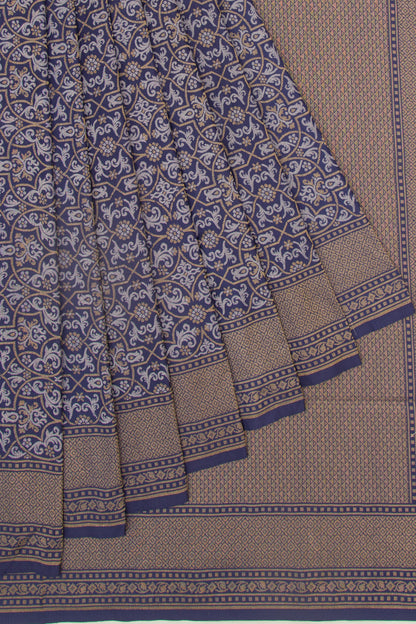Banarasi Silk Brocade Dark Blue Saree