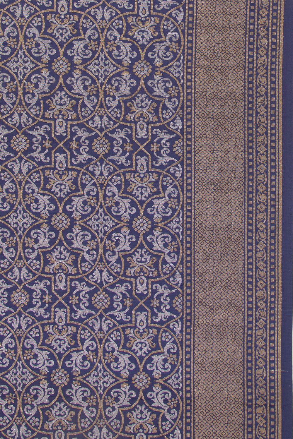 Banarasi Silk Brocade Dark Blue Saree