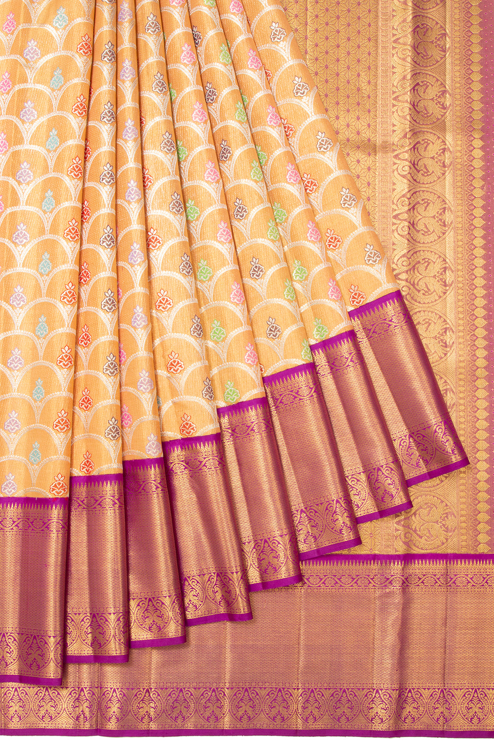 Kanchipuram Silk Tissue Brocade Gold Saree