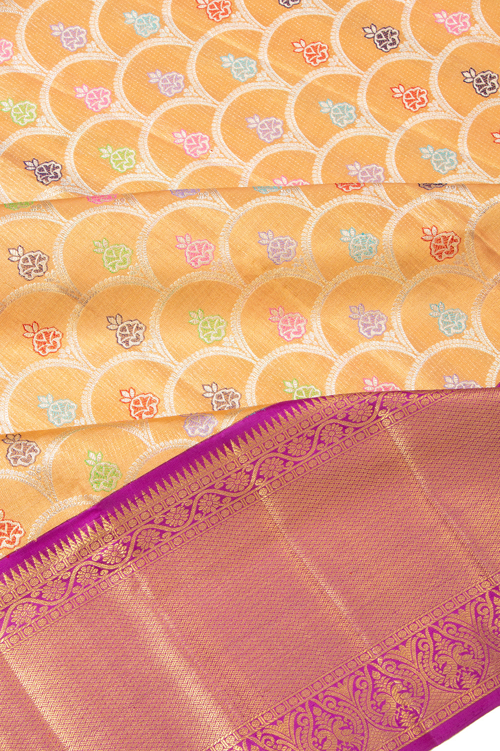 Kanchipuram Silk Tissue Brocade Gold Saree